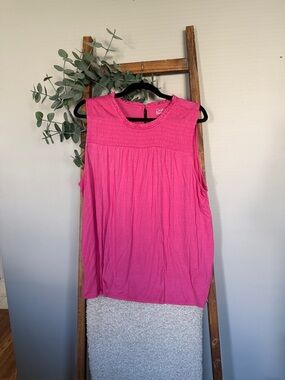 croft & barrow Bright Pink Smocked Yoke Sleeveless Tank